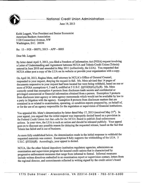 Keep your letter to a single page. Keith Leggett's Credit Union Watch: June 2013