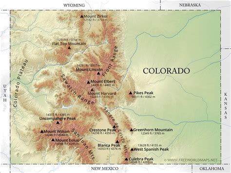 Physical Map Of Colorado