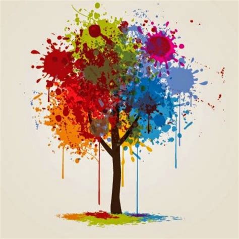 Colorful Paint Splashed Tree Vector Download