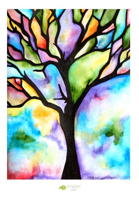 Whether you want a landscape, wildlife or your grand kids. MADE-TO-ORDER Watercolor Painting Tree Silhouette Colorful