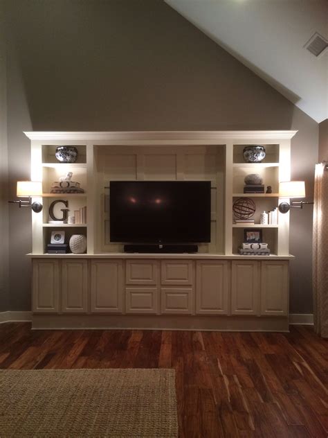 Diy Entertainment Center With Sconce Lighting Living Room