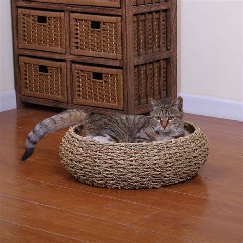 Round Woven Cat Bed From Petpals Seagrass Or Paper Rope Hauspanther