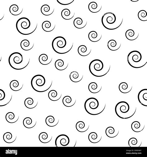 Spiral Seamless Pattern Black Twirl Isolated On White Backround