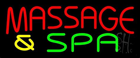 Massage And Spa Led Neon Sign 10 X 24 Inches Black Square Cut