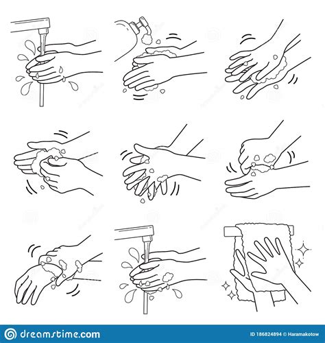 Vector Illustration Showing How To Properly Wash Your Hands To Prevent
