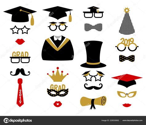 Download Apoyos de cabina de la foto de graduación fiesta photobooth — Archivo Imágenes Vectoriales ...