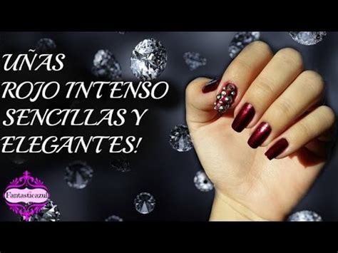 Uñas rojas sencillas y elegantes por Fantasticazul - YouTube