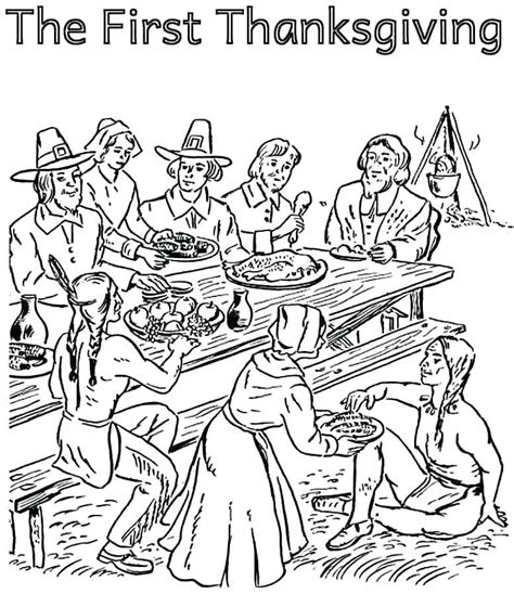 Free Printable Pilgrim Indian Thanksgiving Coloring Pages Tooth The Movie