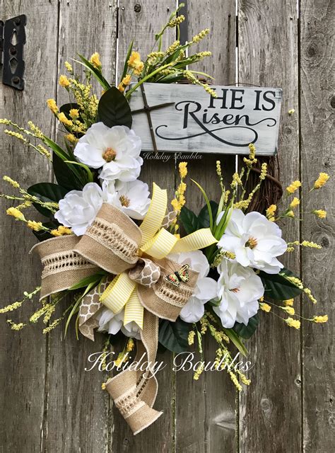 He Is Risenby Holiday Baubles With Images Easter Wreath Diy Easter