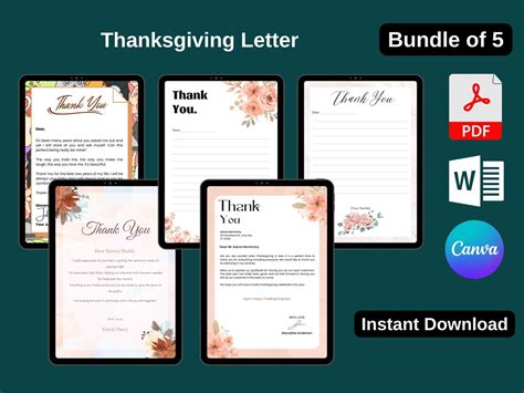 Thanksgiving Letter Template Printable In Pdf And Word Etsy