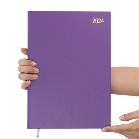 2024 A4 Page A Day Diary Purple Design Evelay