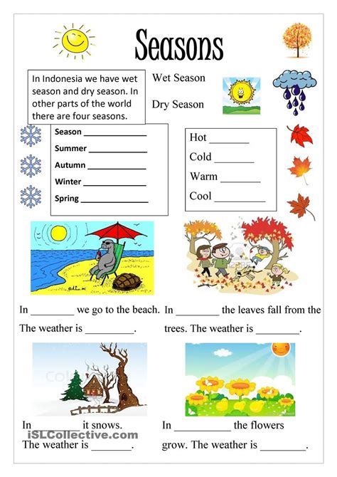 Season Seasons Worksheets Weather Worksheets English Worksheets For