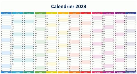 Calendrier 2023 à Imprimer Jours Fériés Vacances Numéros De Semaine