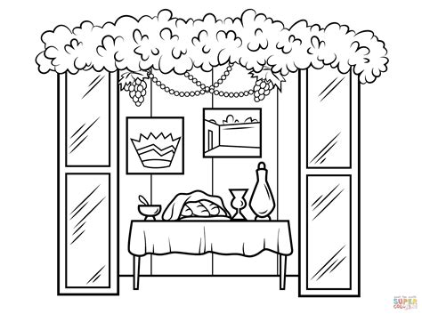 Sukkah for Sukkot coloring page | Free Printable Coloring Pages