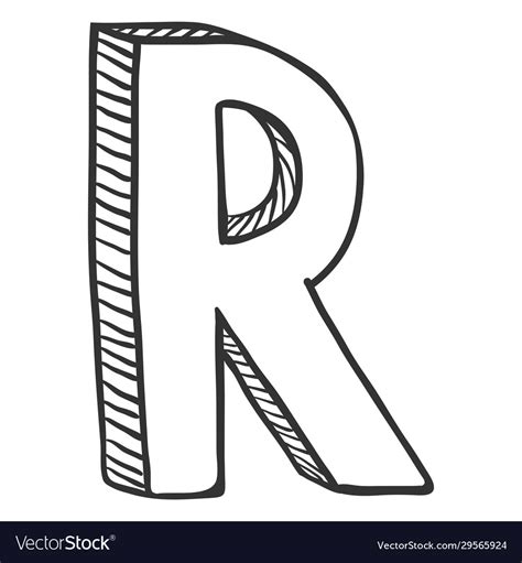 Single Doodle Sketch Letter R Royalty Free Vector Image