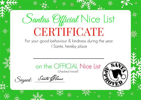 This fun christmas stationery has santa's secret nice kid list, with two columns to fill in names. Christmas Nice List Certificate - Free Printable! - Super ...