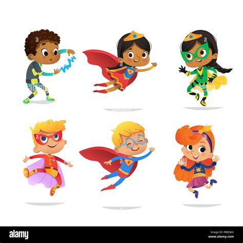 Multiracial Boys And Girls Wearing Colorful Costumes Of Various
