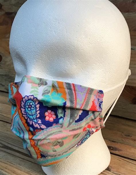 Pleated Multi Colored Paisley Face Masks Etsy