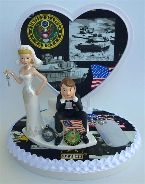 Wedding Cake Topper Us Army Themed Ball And Chain Military Etsy