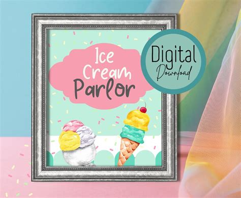 Printable Ice Cream Bar Signs Printable Ice Cream Party Decorations Instant Download Ice Cream