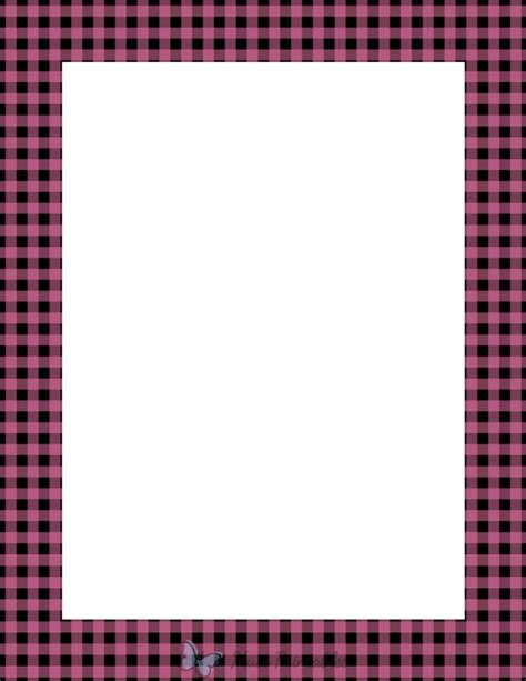 Printable Black And Pink Gingham Page Border