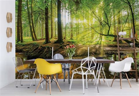 Pine forest scene wall mural, custom made to suit your wall size by the uk's no.1 for wall murals. Green forest Scene feature wall wallpaper| Homewallmurals ...