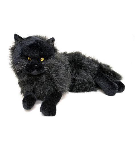 Stuffed Black Cat Plush Toy Medium Lying Onyx By Bocchetta Plush
