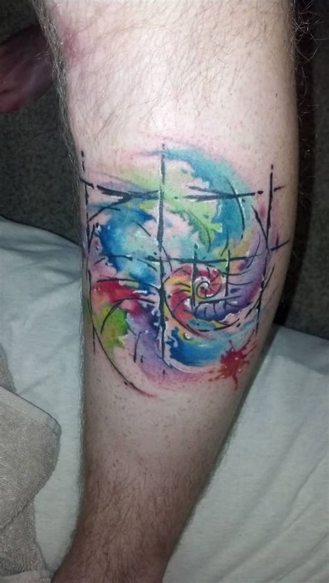 Watercolor Tattoo Watercolor Fibonacci Spiral Tattoo On Arm Sleeve By