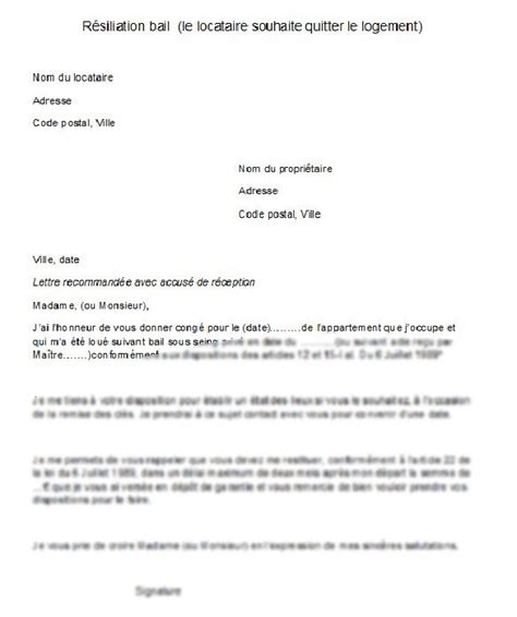 lettre de dedite logement 1 mois  Modele de lettre type