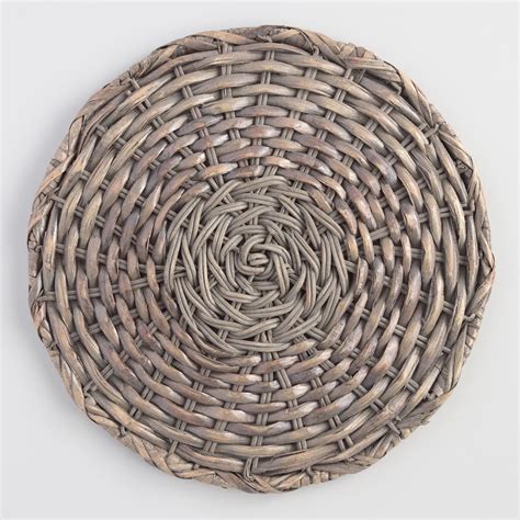 Round Gray Natural Fiber Chargers Set Of 4 Natural Fibers Wicker