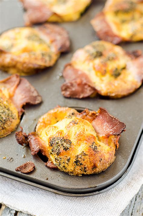 Muffin Tin Baked Eggs With Mozzarella Bacon And Mediterranean Herbs