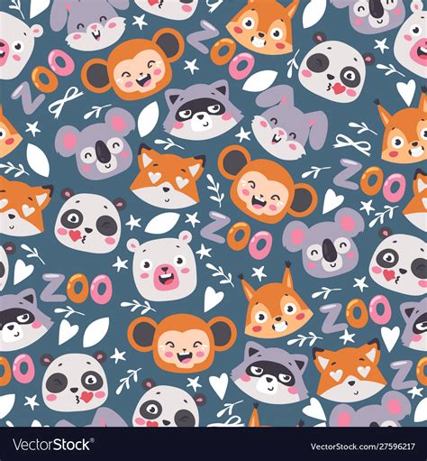 Zoo Animals Seamless Pattern Royalty Free Vector Image