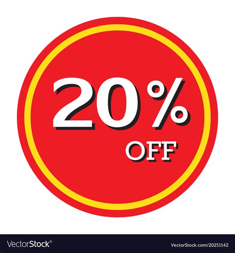 20 Off Discount Price Tag Isolated Royalty Free Vector Image