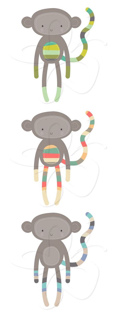 Sock Monkeys Clip Art Clipart Set Commercial And Personal Etsy Art