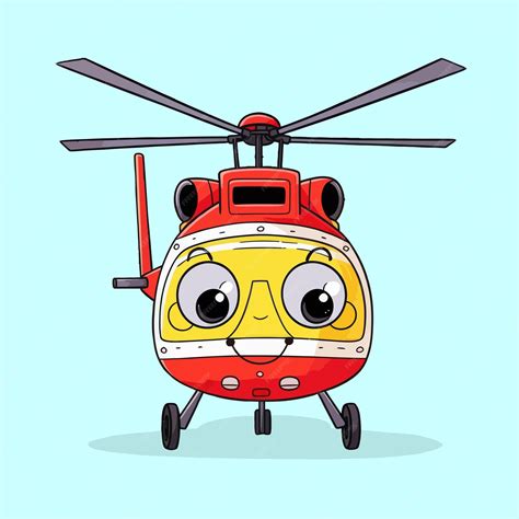 Premium Vector Rescue Helicopter Cartoon Handdrawn Helicopter Air