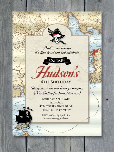 PIRATE Invitation for Birthday Party Vintage Pirates of the | Pirate