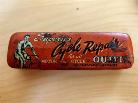 Vintage Superior Cycle Repair Outfit For Motor And Cycles Tin With