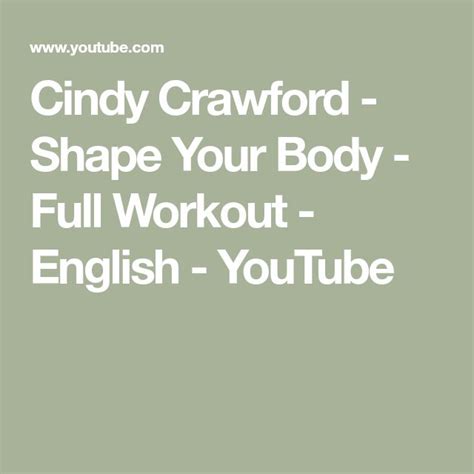 Cindy Crawford Shape Your Body Full Workout English Youtube