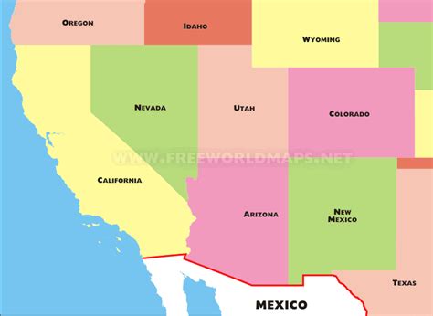 Southwestern Us Political Map By Mapcove