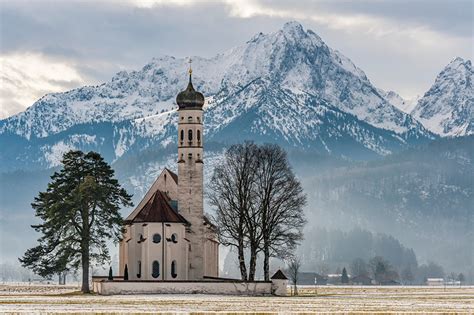 Picture Church Bavaria Alps Germany St Coloman Nature Mountains
