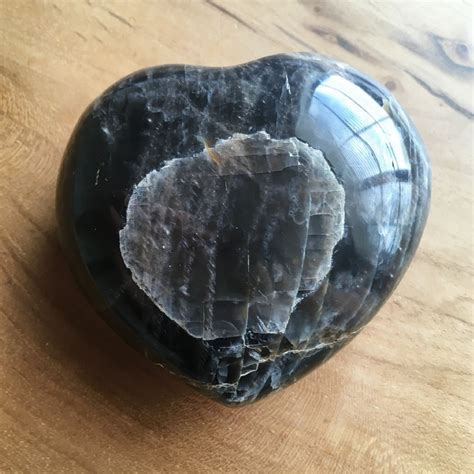 28 Black Moonstone Heart Orthoclase Polished Crystal Etsy