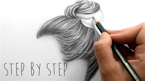 Follow the direction you twisted in for a neat, tight bun. Draw With Me | How to draw shade realistic hair bun with ...