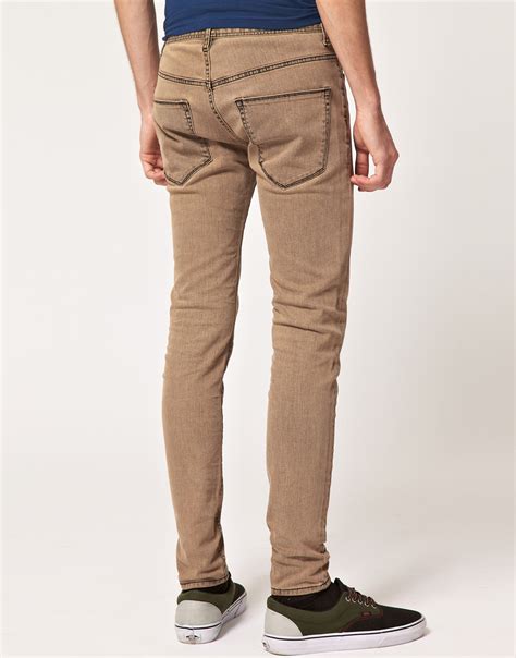 Lyst River Island Acid Wash Skinny Jeans In Brown For Men