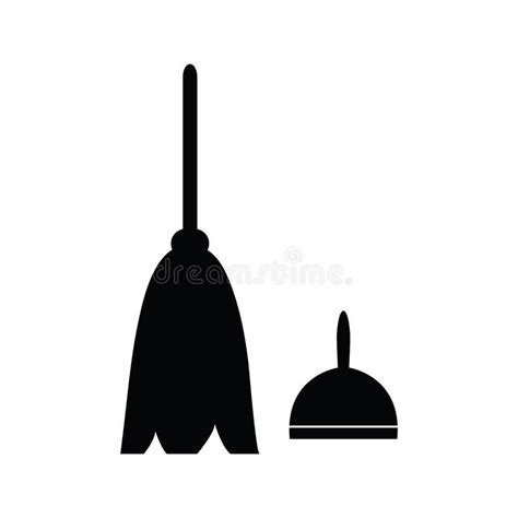 Dustpan And Broom Cartoon Icon Dust Cleaning Tools Stock Vector