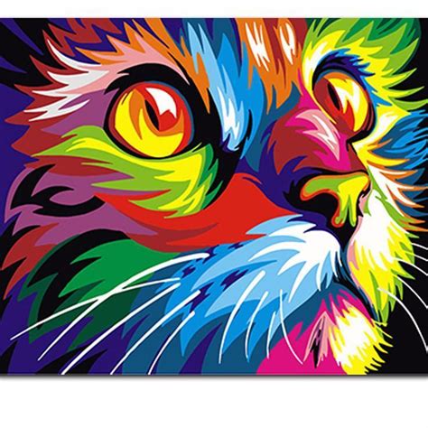 Print, then paint or color the images. Psychedelic Cat LIMITED PRINT - My Paint by Numbers