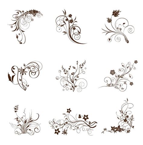 Vector Illustration Set Of Swirling Flourishes Decorative Floral