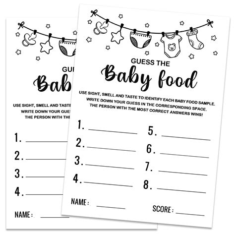 Buy Baby Shower Game, Guess the Baby Food Baby Shower Game, Gender