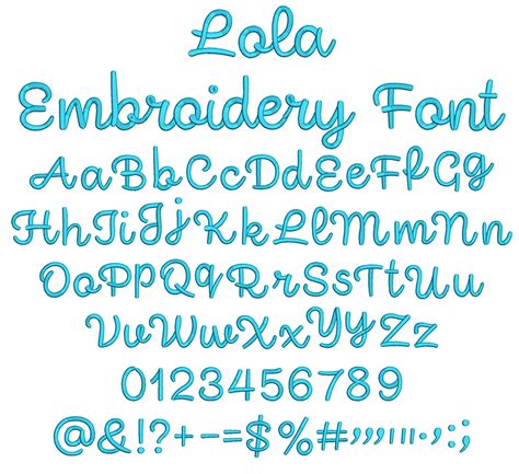 Lola Embroidery Font Embroidery Fonts Hand Lettering Alphabet Fonts