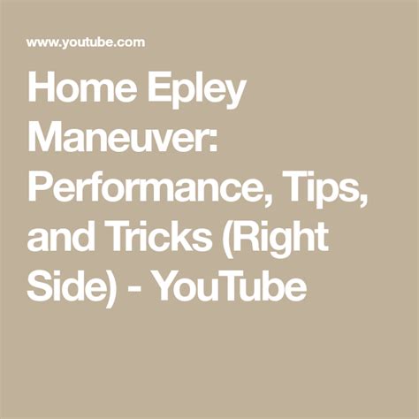 Home Epley Maneuver Performance Tips And Tricks Right Side