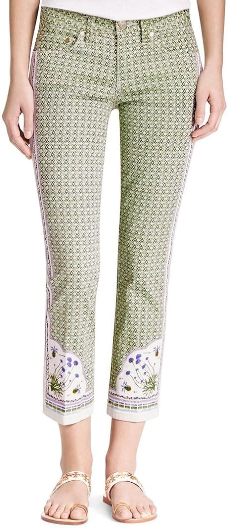 Tory Burch Mia Print Crop Stretch Slim Leg Jeans Size 25 At Amazon